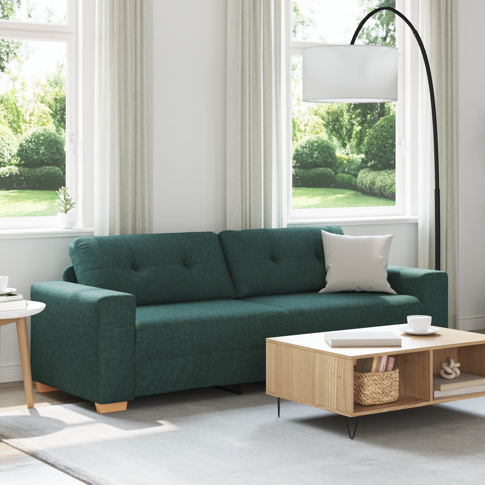 Divano a 3 posti  Verde scuro 180 cm in tessuto