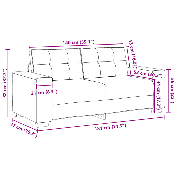Divano Loveseat  Marrone 140 cm in Pelle Sintetica