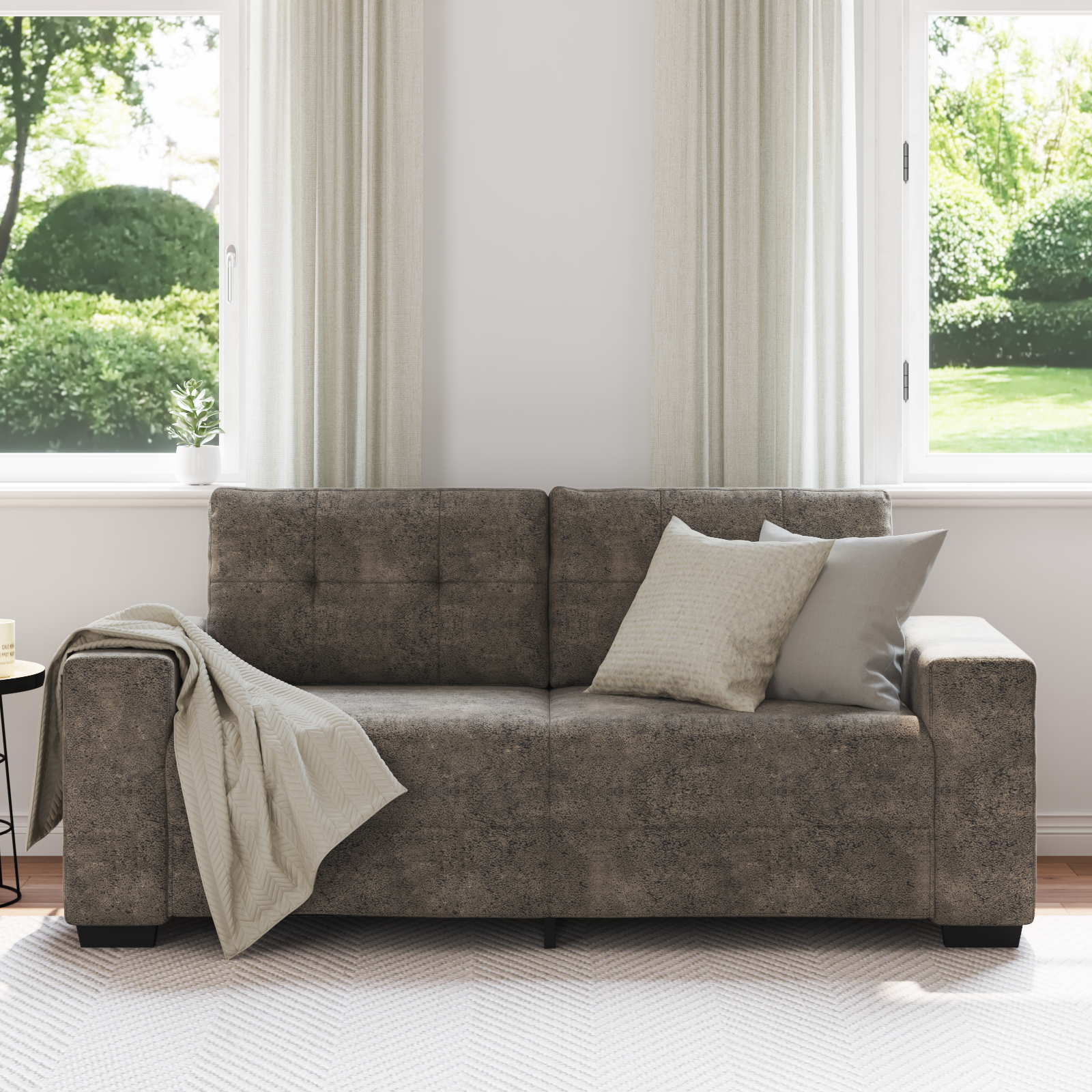 Divano Loveseat  Grigio Scuro 140 cm in Pelle Sintetica