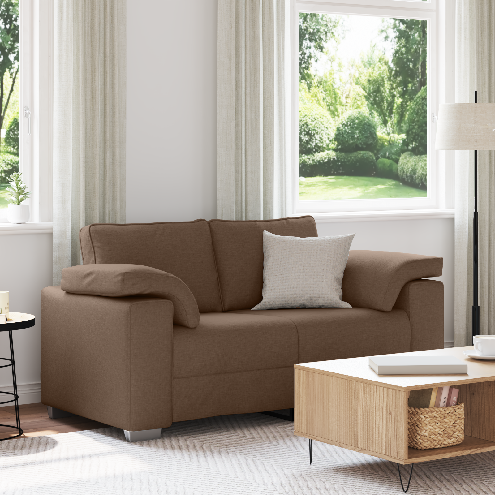 Divano Loveseat  Marrone 120 cm in Tessuto
