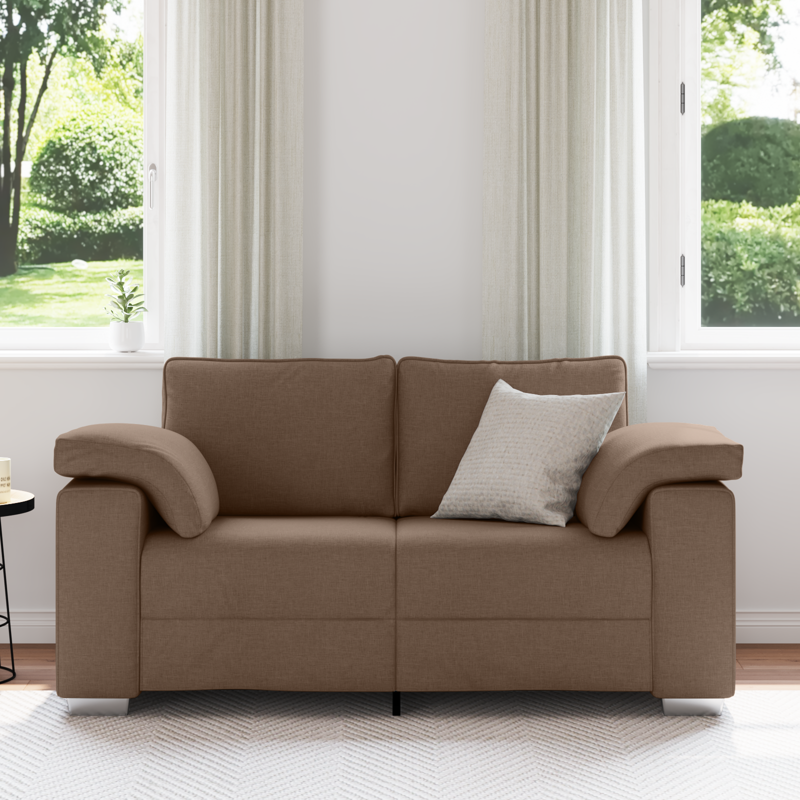 Divano Loveseat  Marrone 120 cm in Tessuto