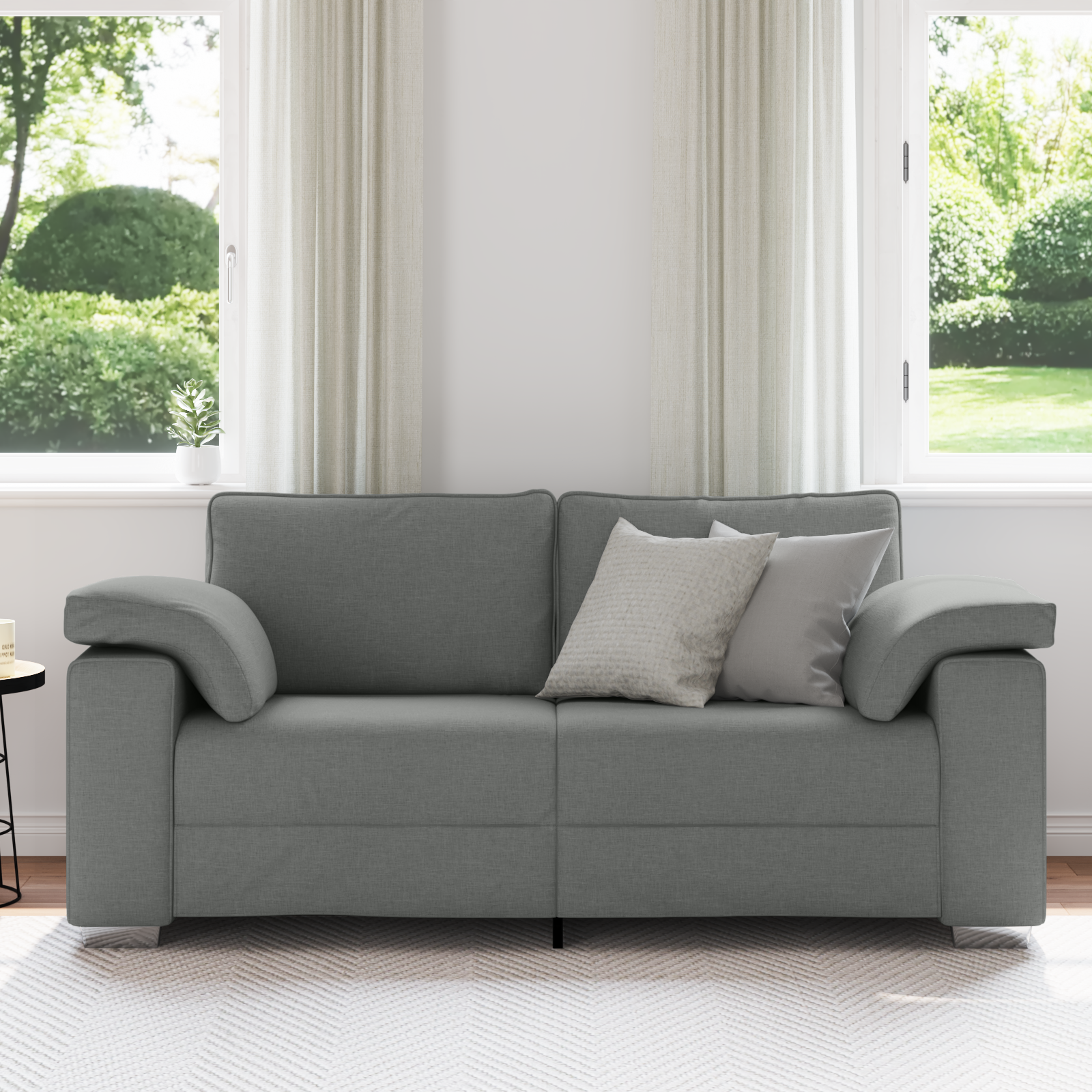 Divano Loveseat Grigio Scuro 140 cm in Tessuto di