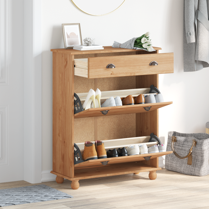 Armadio per scarpe "ASKIM" 85x35x108 cm in legno massello di pino