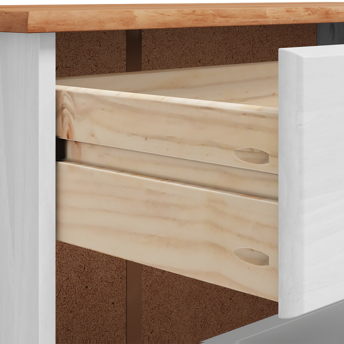 Armadio per scarpe ASKIM Bianco 85x35x108 cm in legno massello di pino