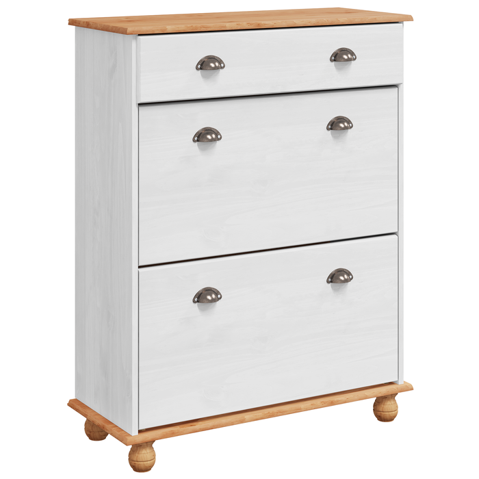 Armadio per scarpe ASKIM Bianco 85x35x108 cm in legno massello di pino