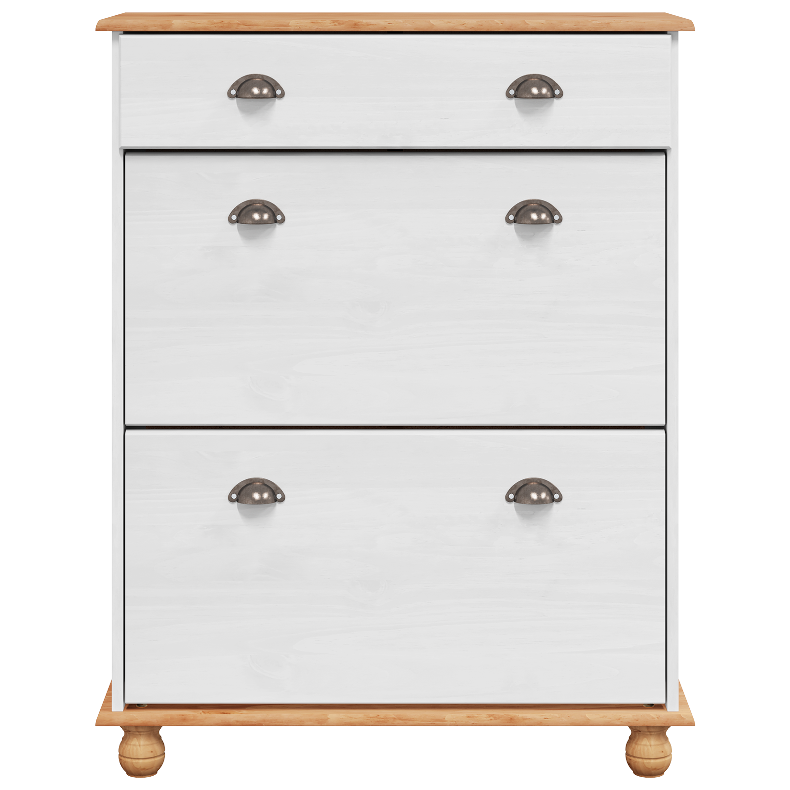 Armadio per scarpe ASKIM Bianco 85x35x108 cm in legno massello di pino