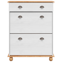 Armadio per scarpe ASKIM Bianco 85x35x108 cm in legno massello di pino