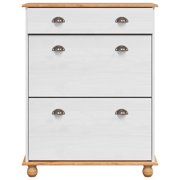 Armadio per scarpe ASKIM Bianco 85x35x108 cm in legno massello di pino