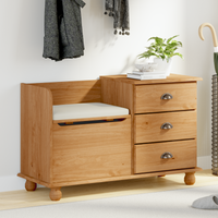 Panchina di Stoccaggio "ASKIM" Marrone 100x39x62 cm Legno Massello Pino