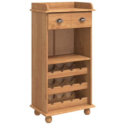 Cabinet vino ASKIM con 12 porta bottiglie in legno massello di pino color miele