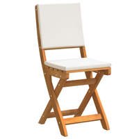 Set Bistro Pieghevole 3 Pezzi con Cuscini in Legno Massello di Acacia