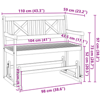 Panchina Oscillante da Giardino 110x59x97 cm Legno Massello Acacia