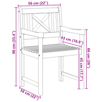 Sedie da giardino 2 pcs 56x56x90 cm Legno massello di acacia