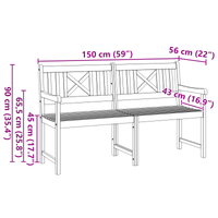 Panchina da Giardino 150x56x90 cm Legno Massello di Acacia