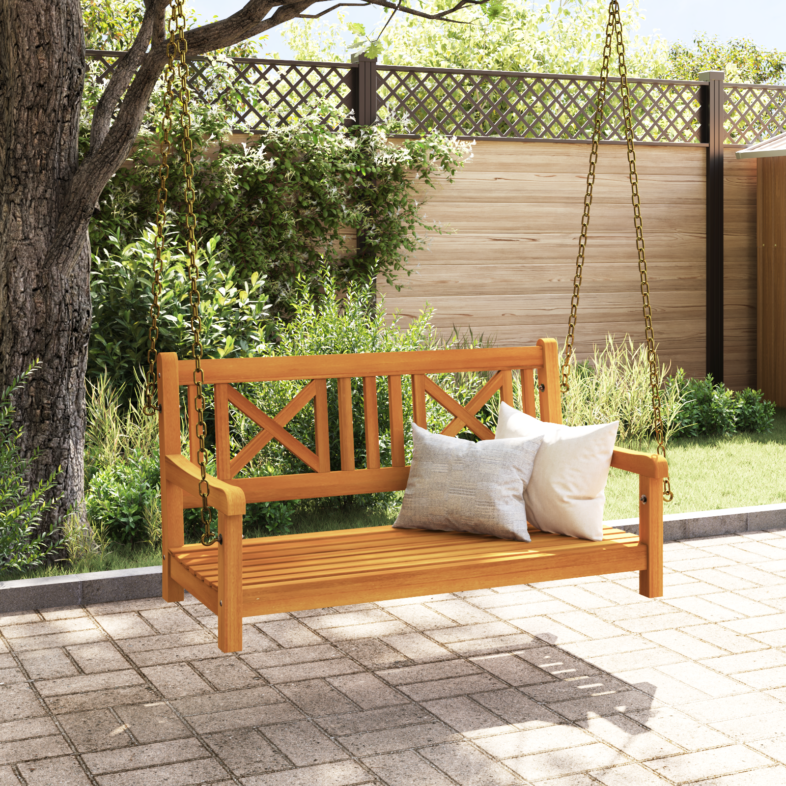 Panchina da Giardino per 2 Persone 110x56x58 cm in Legno Massello di Acacia