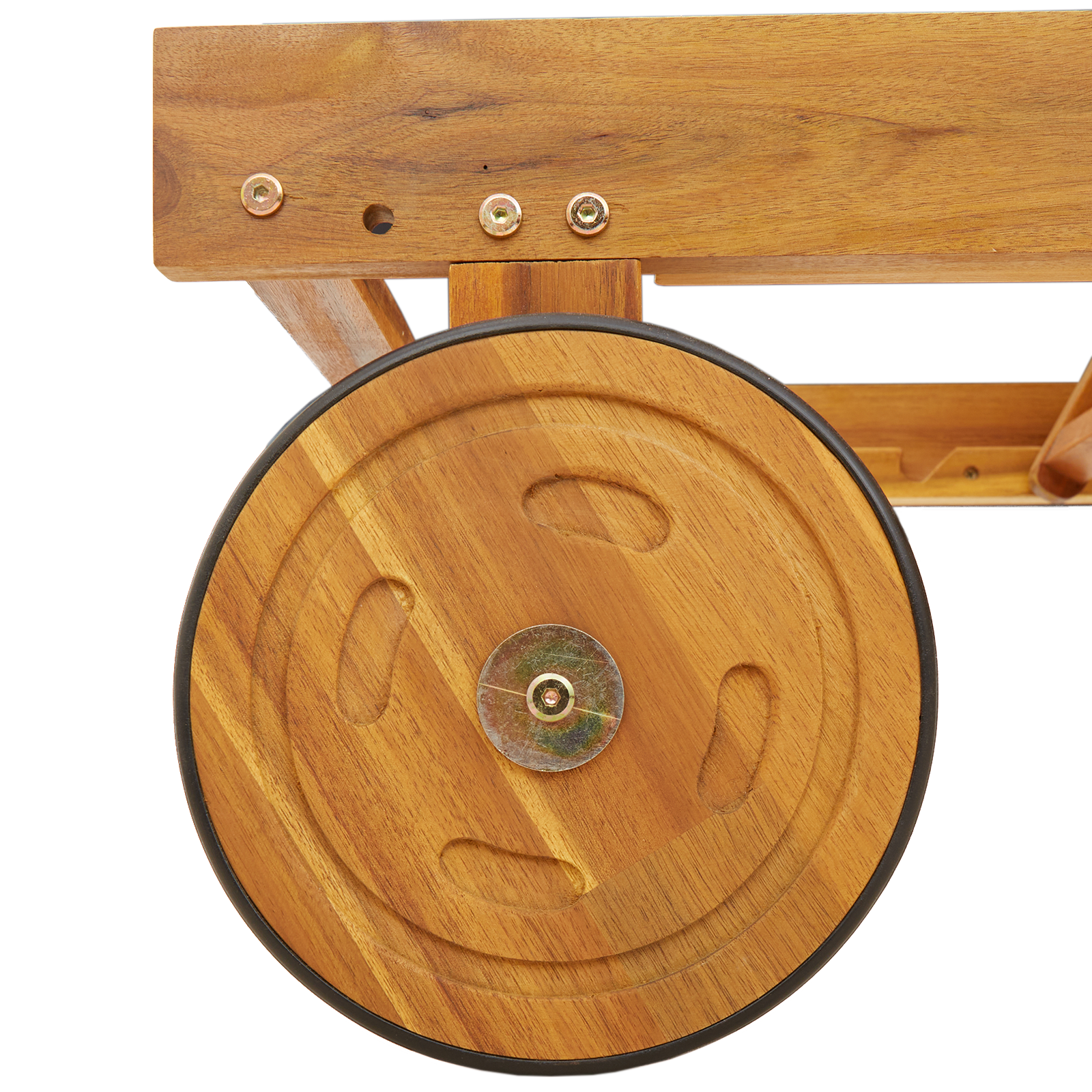 Lettino Prendisole Pieghevole con Ruote e Cuscino Beige Legno Massello di Acacia