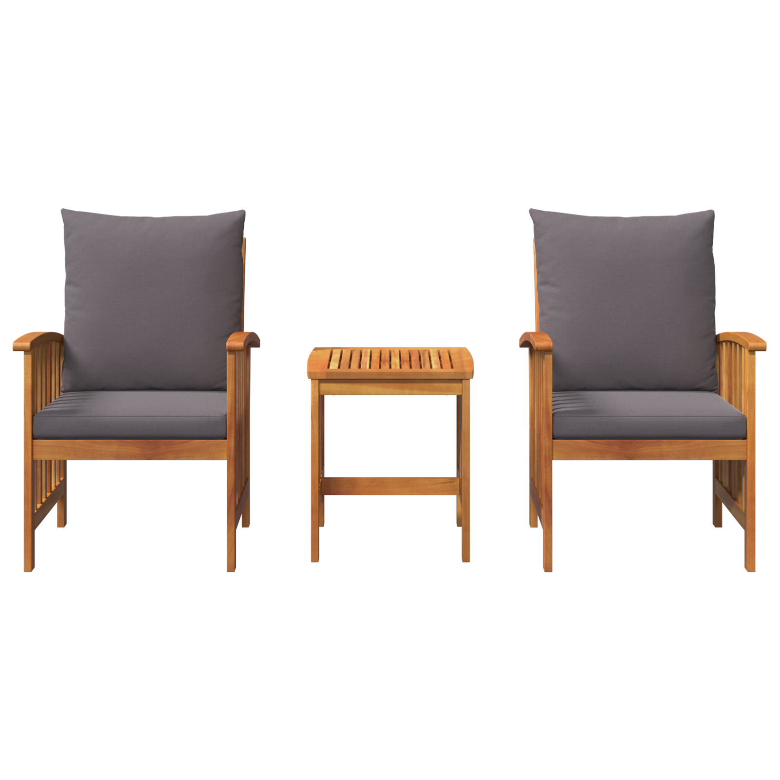 Set da Giardino 3 Pezzi con Cuscini in Legno Massello di Acacia