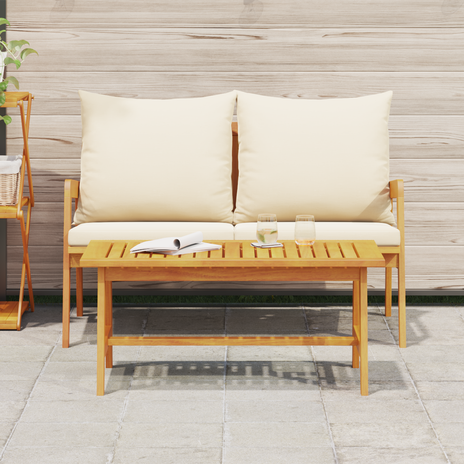 Tavolino da caffè  90x45x40 cm in legno massello di acacia