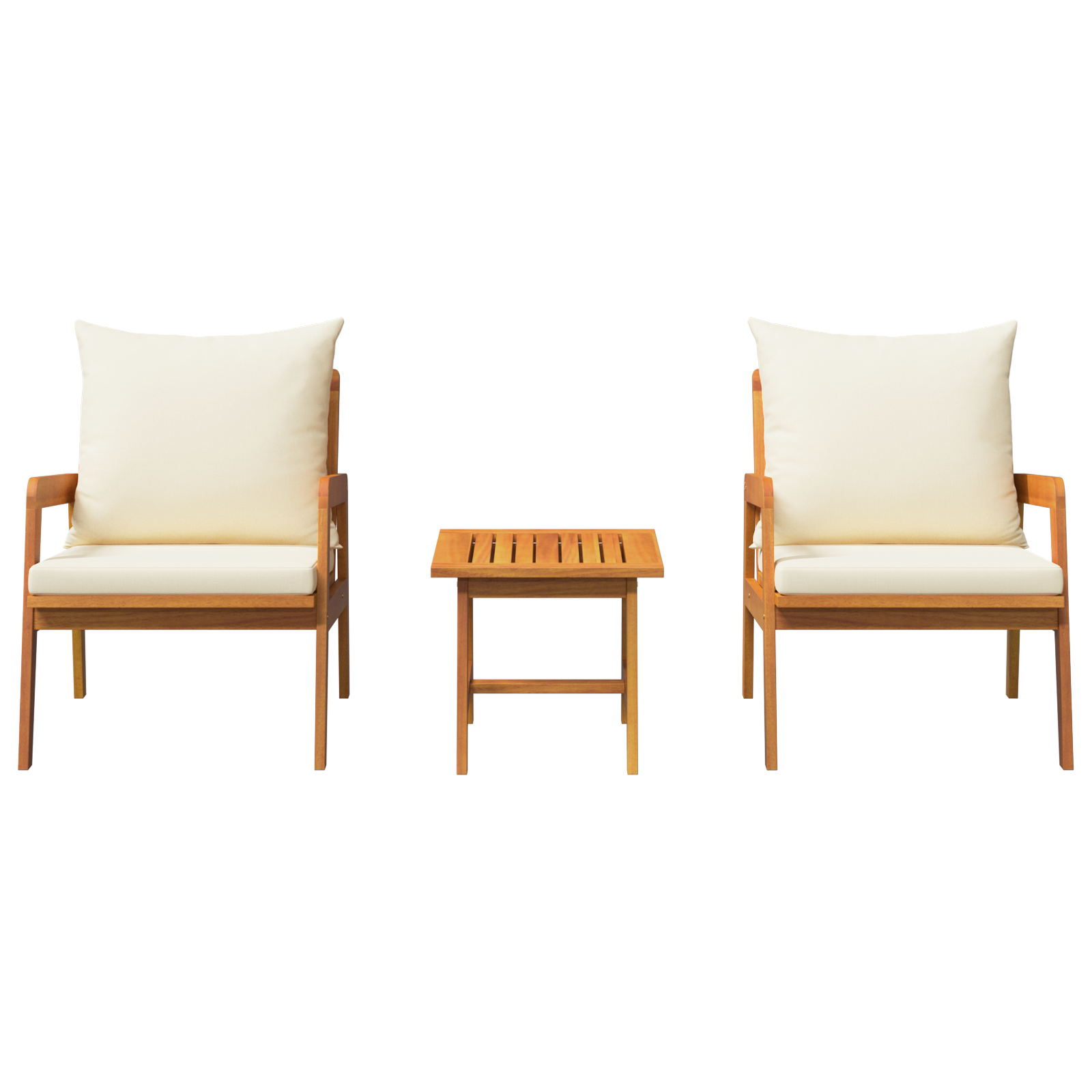 Set Bistro 3 Pezzi con Cuscini in Legno Massello di Acacia