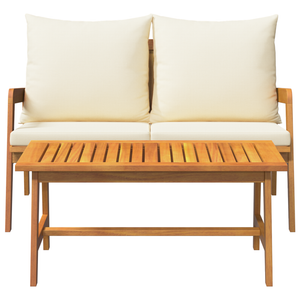 Set Bistro in 2 Pezzi con Cuscini in Legno Massello di Acacia