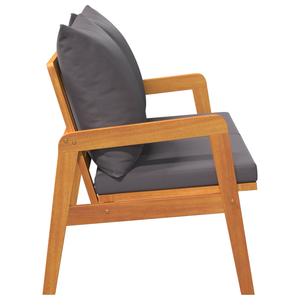 Panchina da giardino con cuscini 115x65x71 cm in legno massello di acacia