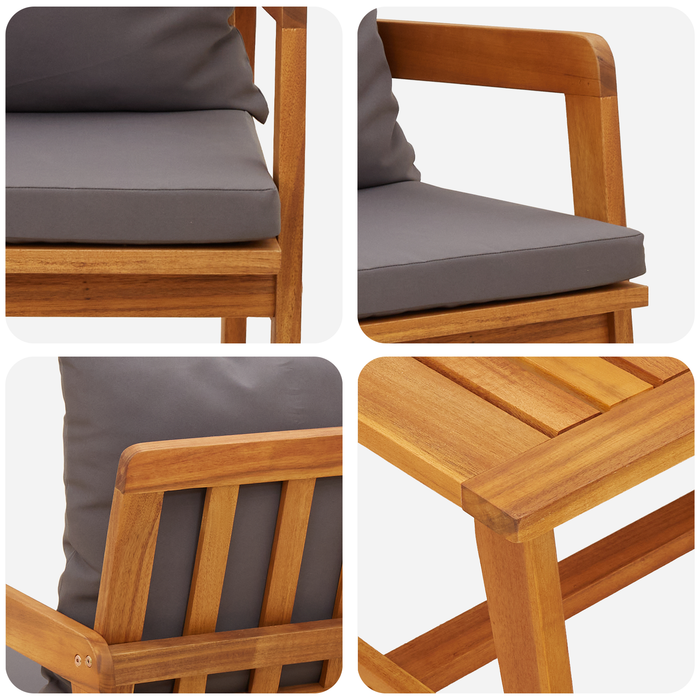 Set Bistro a 2 Pezzi con Cuscini - Realizzato in Legno di Acacia Solido