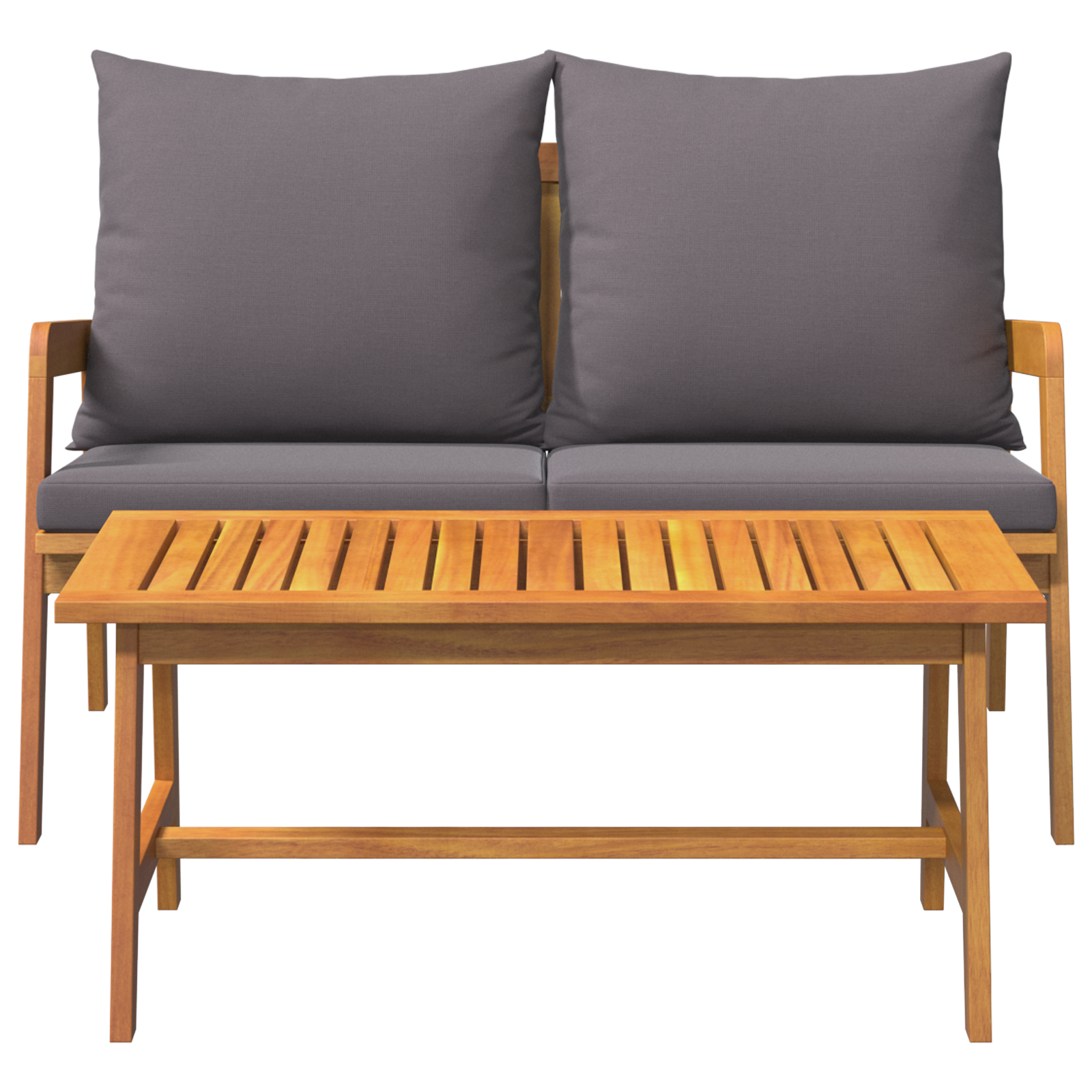 Set Bistro a 2 Pezzi con Cuscini - Realizzato in Legno di Acacia Solido