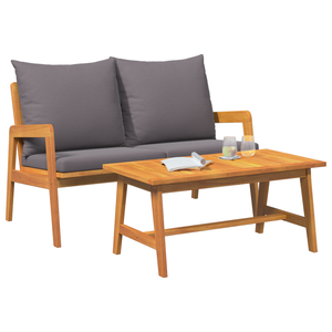 Set Bistro a 2 Pezzi con Cuscini - Realizzato in Legno di Acacia Solido