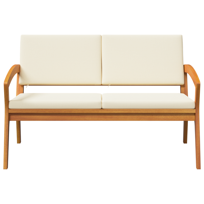 Panchina da giardino con cuscini 115x70x72 cm in legno massello di acacia