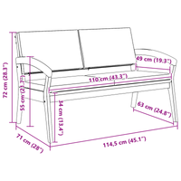 Panchina da giardino con cuscini 115x70x72 cm in legno massello di acacia