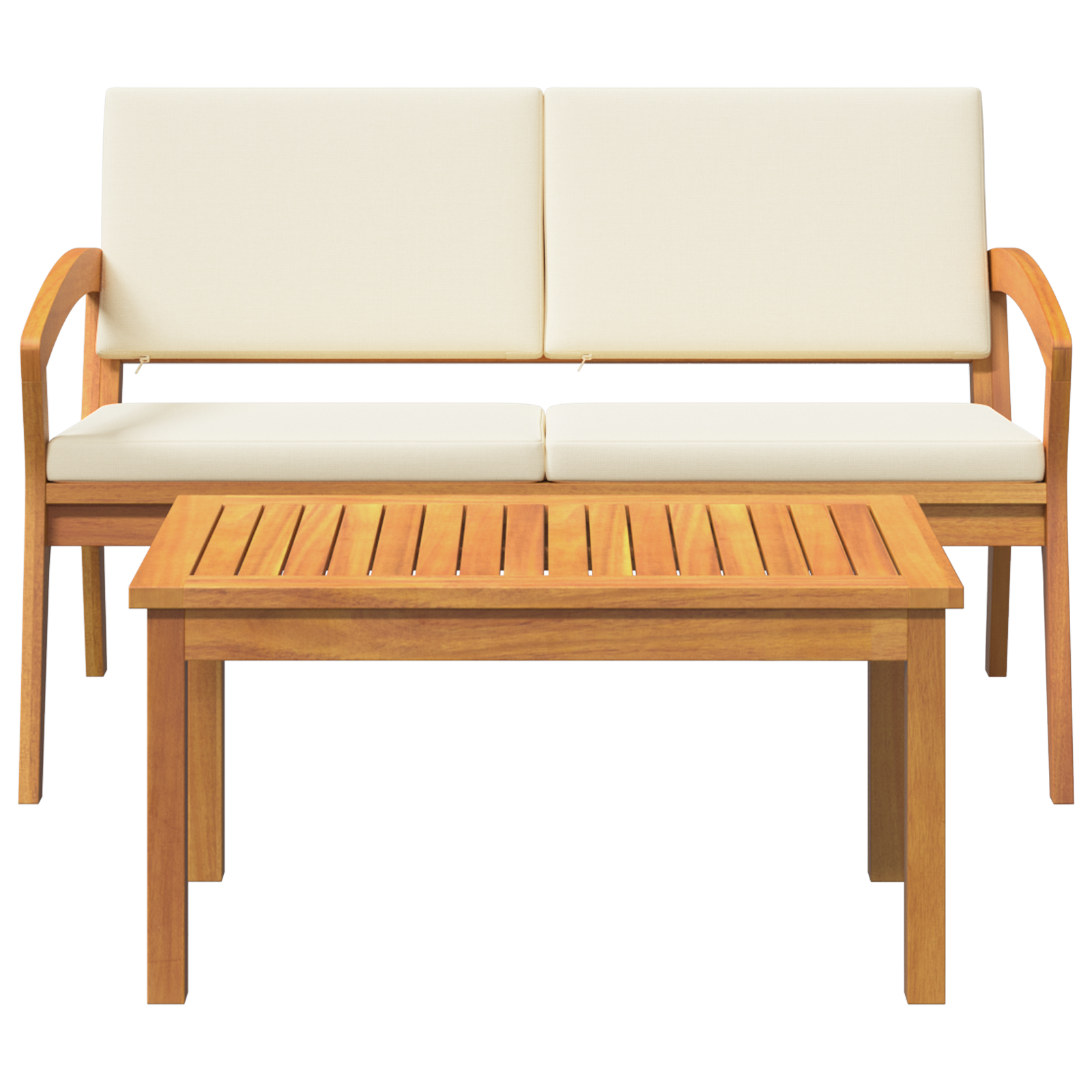 Set Bistro 2 Pezzi con Cuscini in Legno Massello di Acacia