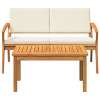 Set Bistro 2 Pezzi con Cuscini in Legno Massello di Acacia