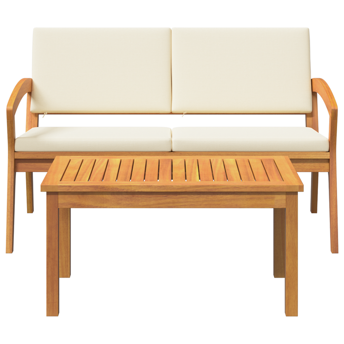 Set Bistro 2 Pezzi con Cuscini in Legno Massello di Acacia