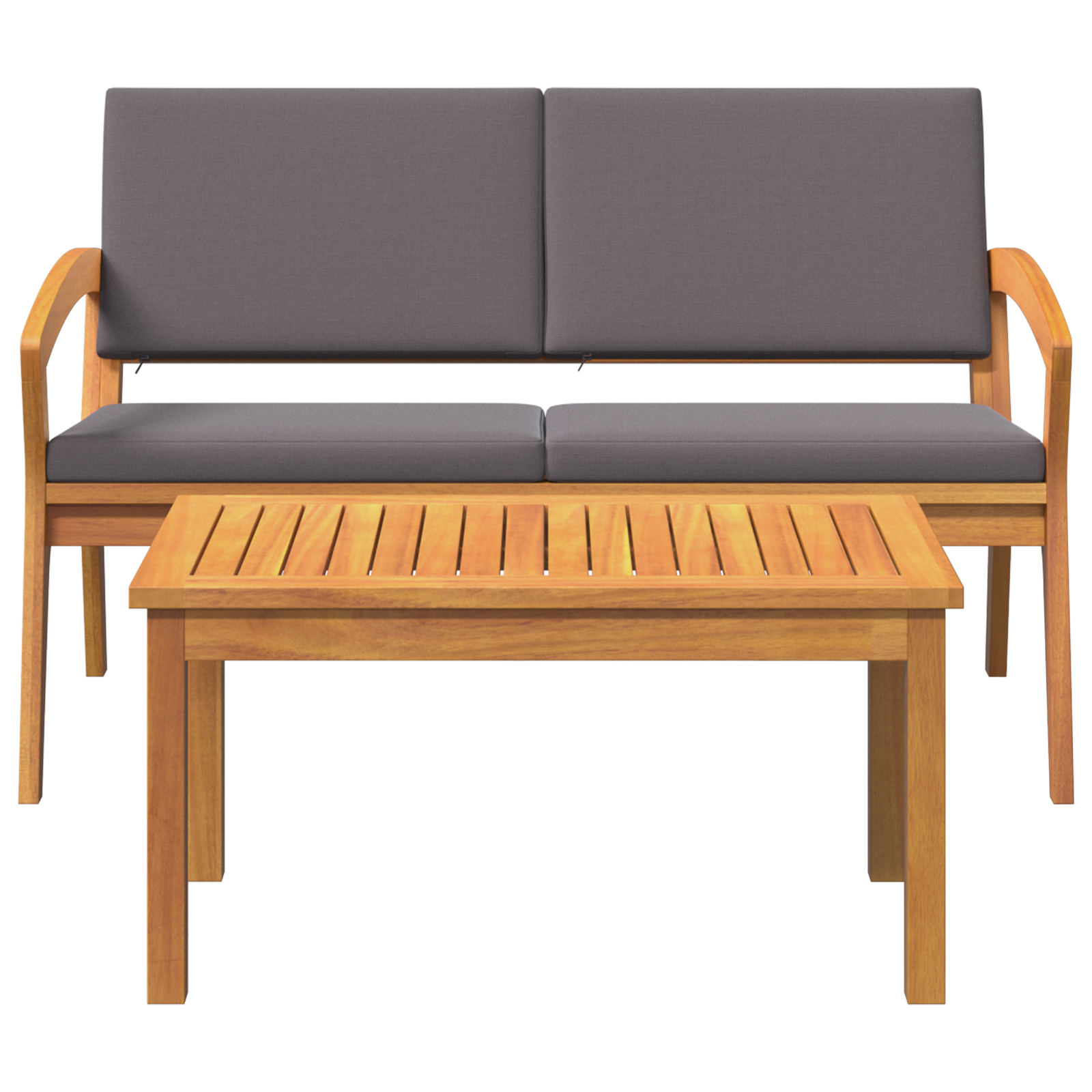 Set Bistro 2 Pezzi con Cuscini in Legno Massello di Acacia