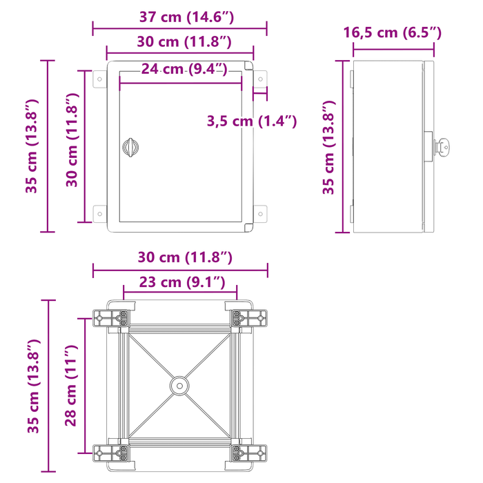 Armadio di Controllo IP65 Waterproof Grigio 30x16,5x35 cm Plastica ABS