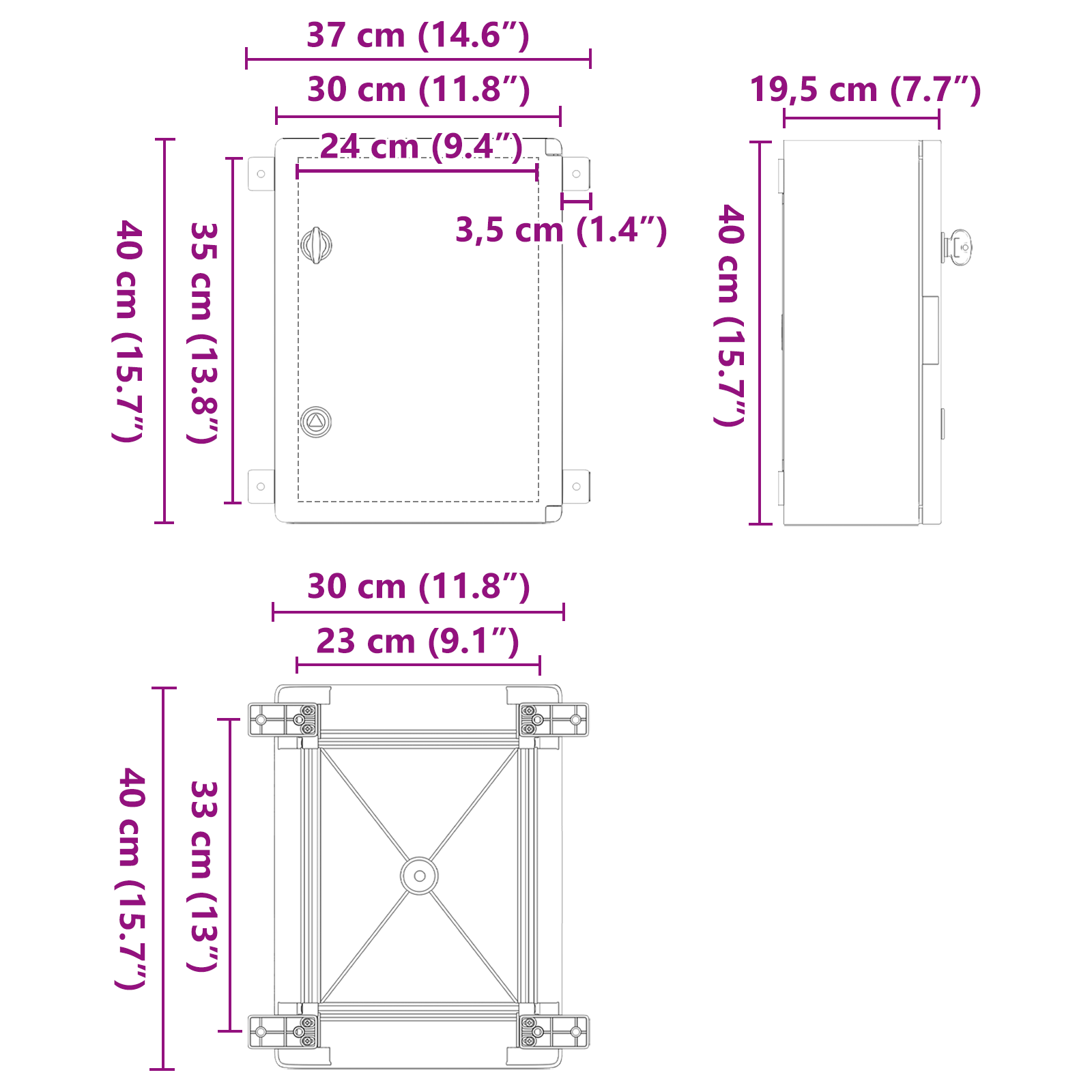 Armadio di controllo IP65 Impermeabile Grigio 30x19,5x40 cm Plastica ABS