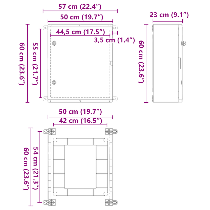 Armadio di Controllo IP65 Impermeabile Grigio 50x23x60 cm Plastica ABS