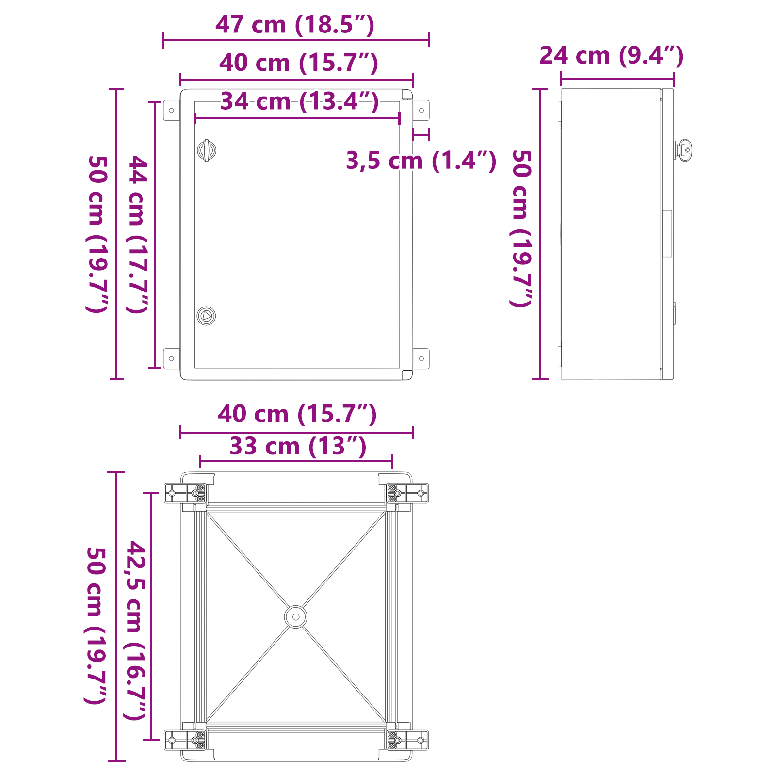 Armadio di Controllo IP65 Impermeabile Grigio 40x24,5x50 cm in Plastica ABS