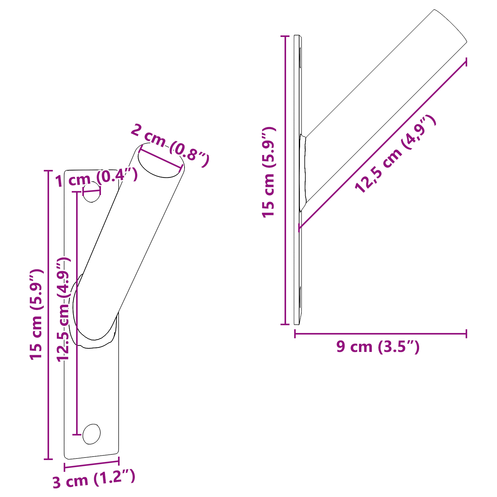 Supporto per bandiera  da attaccare al muro per 1 bandiera in acciaio argento