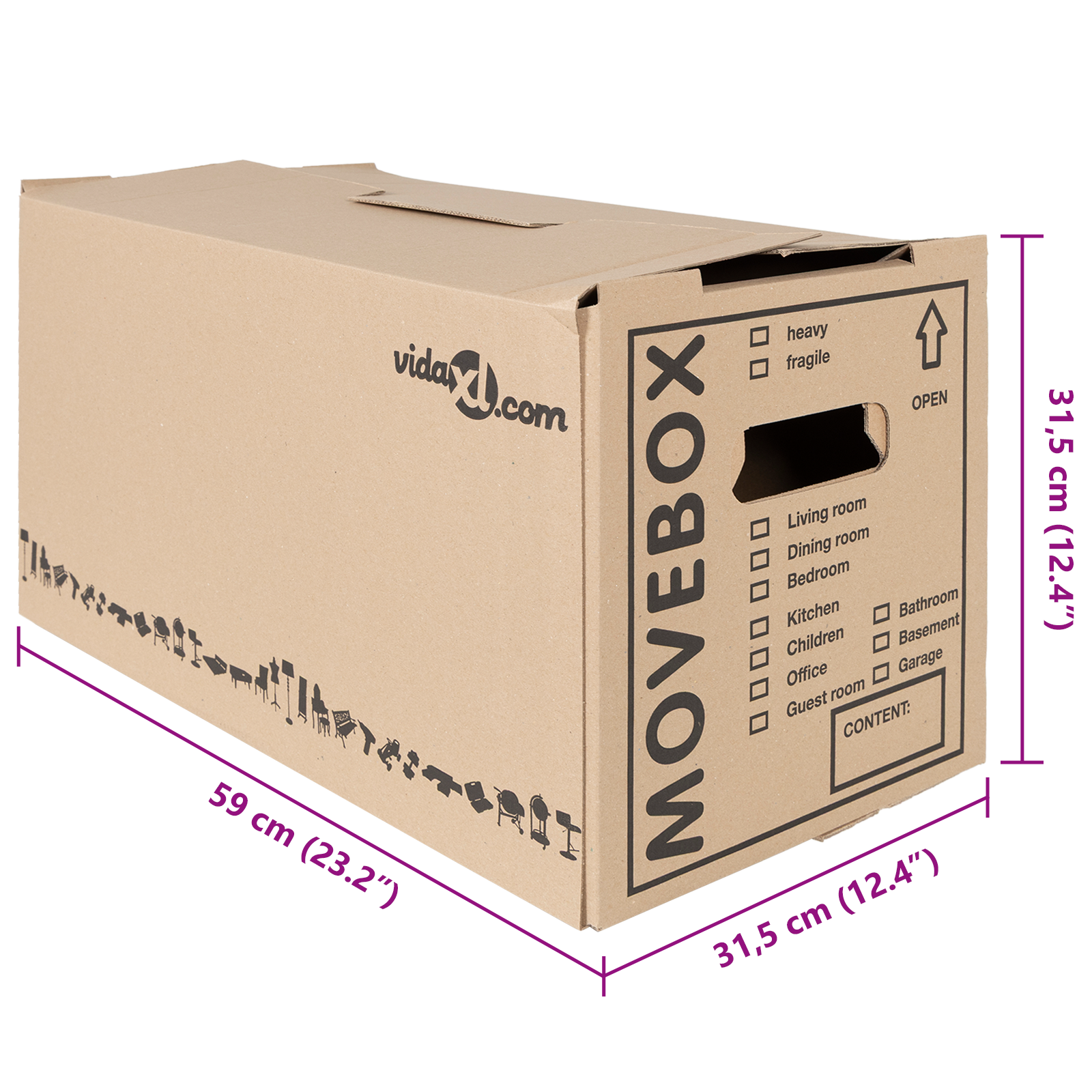 Scatole per Trasloco 20 pz 59 x 31.5 x 31.5 cm Cartone