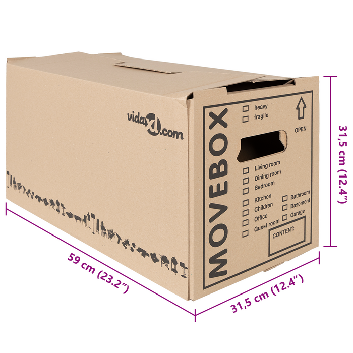 Scatole per Trasloco 20 pz 59 x 31.5 x 31.5 cm Cartone