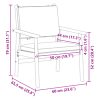 Sedia da giardino  2 pz con cuscini in legno massello di acacia