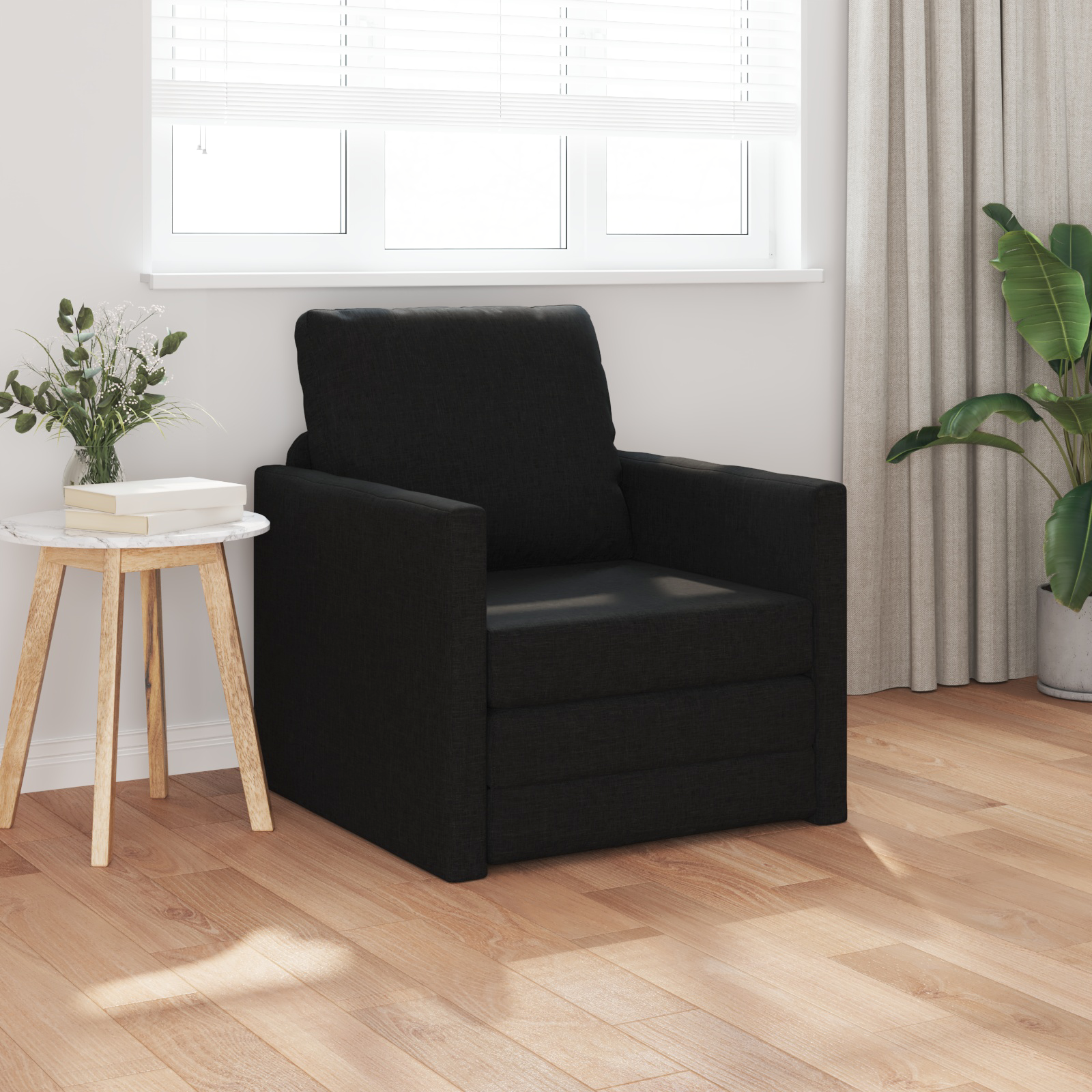 Divano Letto 2 in 1 Nero 74x77x81 cm Tessuto