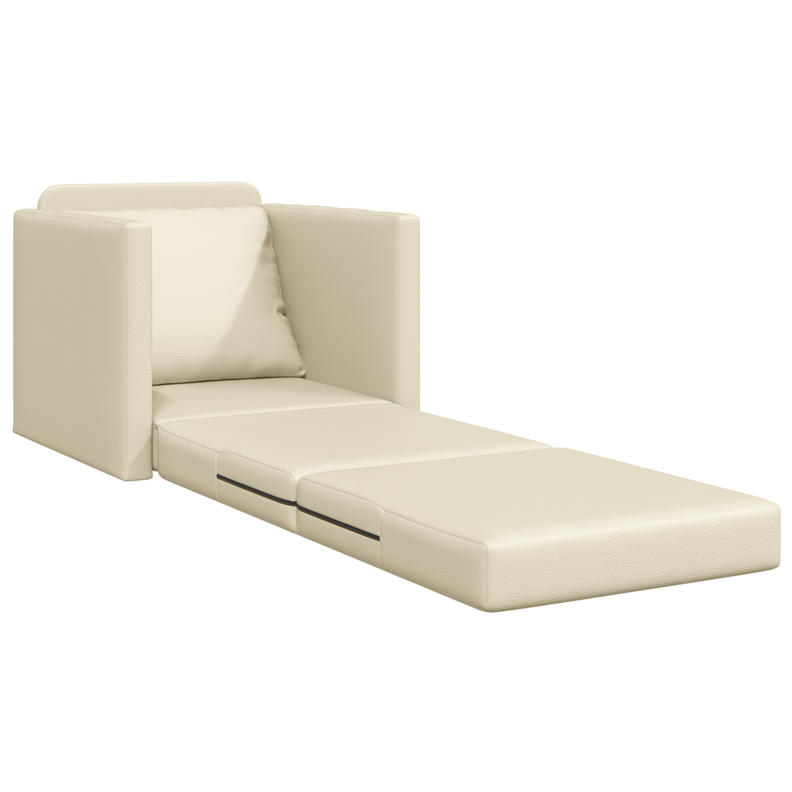 Divano Letto 2-in-1 Panna 74x77x81 cm in Pelle Sintetica