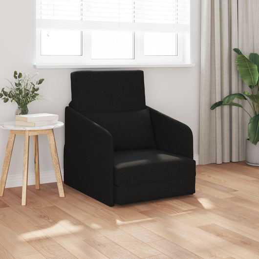 Divano Letto 2-in-1 Nero 65x80x83 cm Tessuto