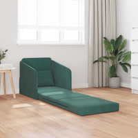 Divano Letto 2-in-1 Verde Scuro 65x80x83 cm Velluto