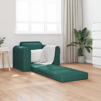 Divano Letto a Pavimento 2-in-1 Verde Scuro 98x71x83 cm Tessuto