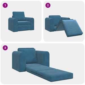 Divano Letto 2 in 1 Blu 98x71x83 cm
