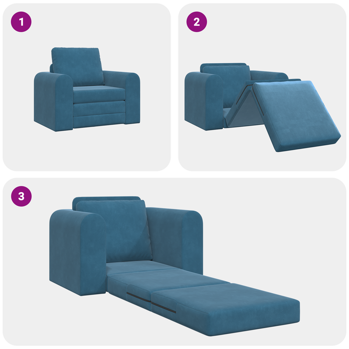 Divano Letto 2 in 1 Blu 98x71x83 cm