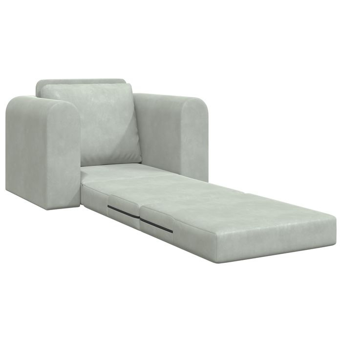 Divano Letto 2-in-1 Grigio Chiaro 98x71x83 cm Velvet